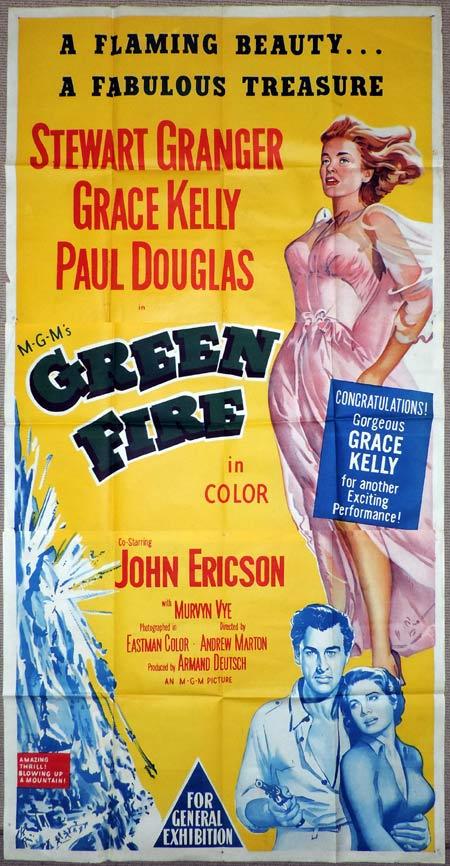 GREEN FIRE Original 3 Sheet Movie Poster Grace Kelly Stewart Granger