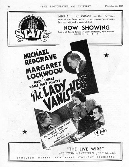 THE LADY VANISHES 1938-Alfred Hitchcock PHOTOPLAYER Original Advert