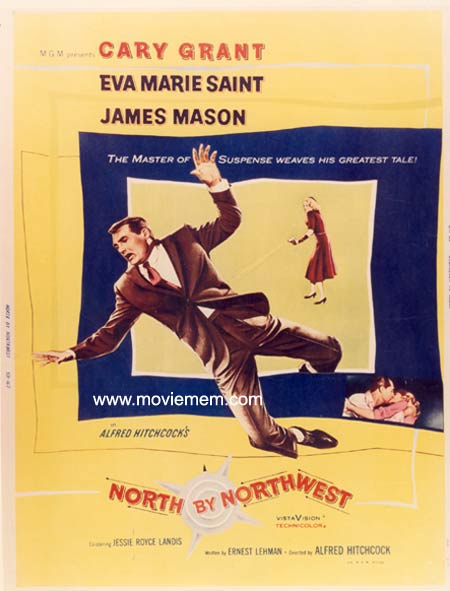 NORTH BY NORTHWEST ’59-Hitchcock-Cary Grant REPRO one sheet poster