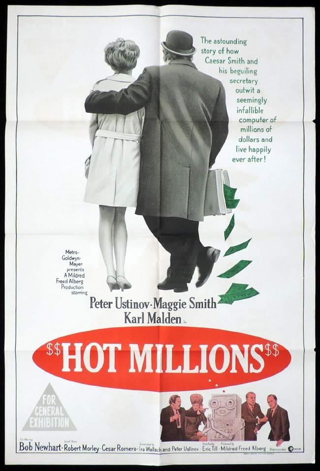 HOT MILLIONS One Sheet Movie Poster Peter Ustinov Maggie Smith