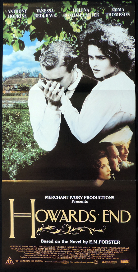 HOWARD’S END Original Daybill Movie poster Anthony Hopkins Vanessa Redgrave