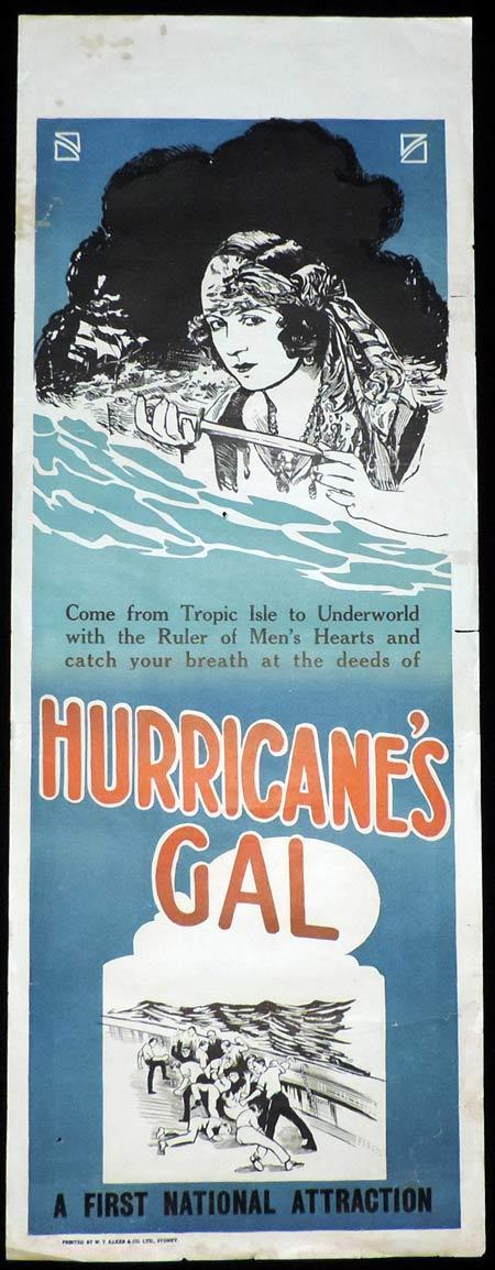 HURRICANE’S GAL Original Long Daybill Movie Poster 1922 Dorothy Phillips Wallace Beery