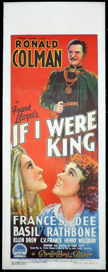 IF I WERE KING Long Daybill Movie poster 1938 Ronald Colman
