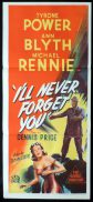 I'LL NEVER FORGET YOU Original Daybill Movie Poster Tyrone Power Ann Blyth