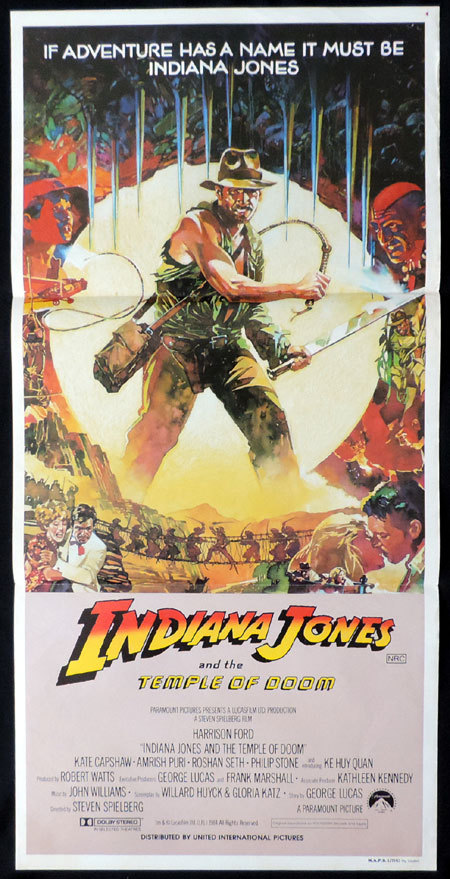 INDIANA JONES AND THE TEMPLE OF DOOM Daybill Movie Poster 1984 Jungle Art