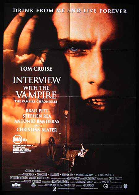 INTERVIEW WITH THE VAMPIRE One sheet Movie Poster Tom Cruise Brad Pitt