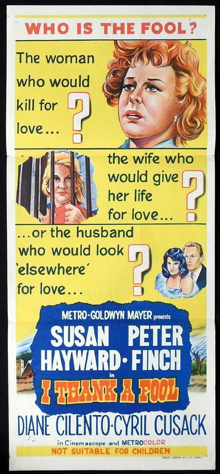 I THANK A FOOL Original Daybill Movie poster Susan Hayward Peter Finch