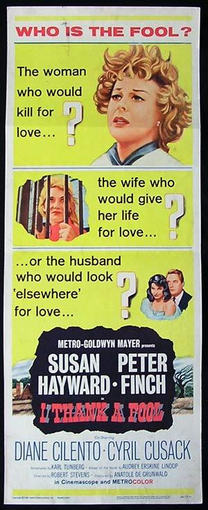 I THANK A FOOL US Insert Movie Poster Susan Hayward Peter Finch Diane Cilento