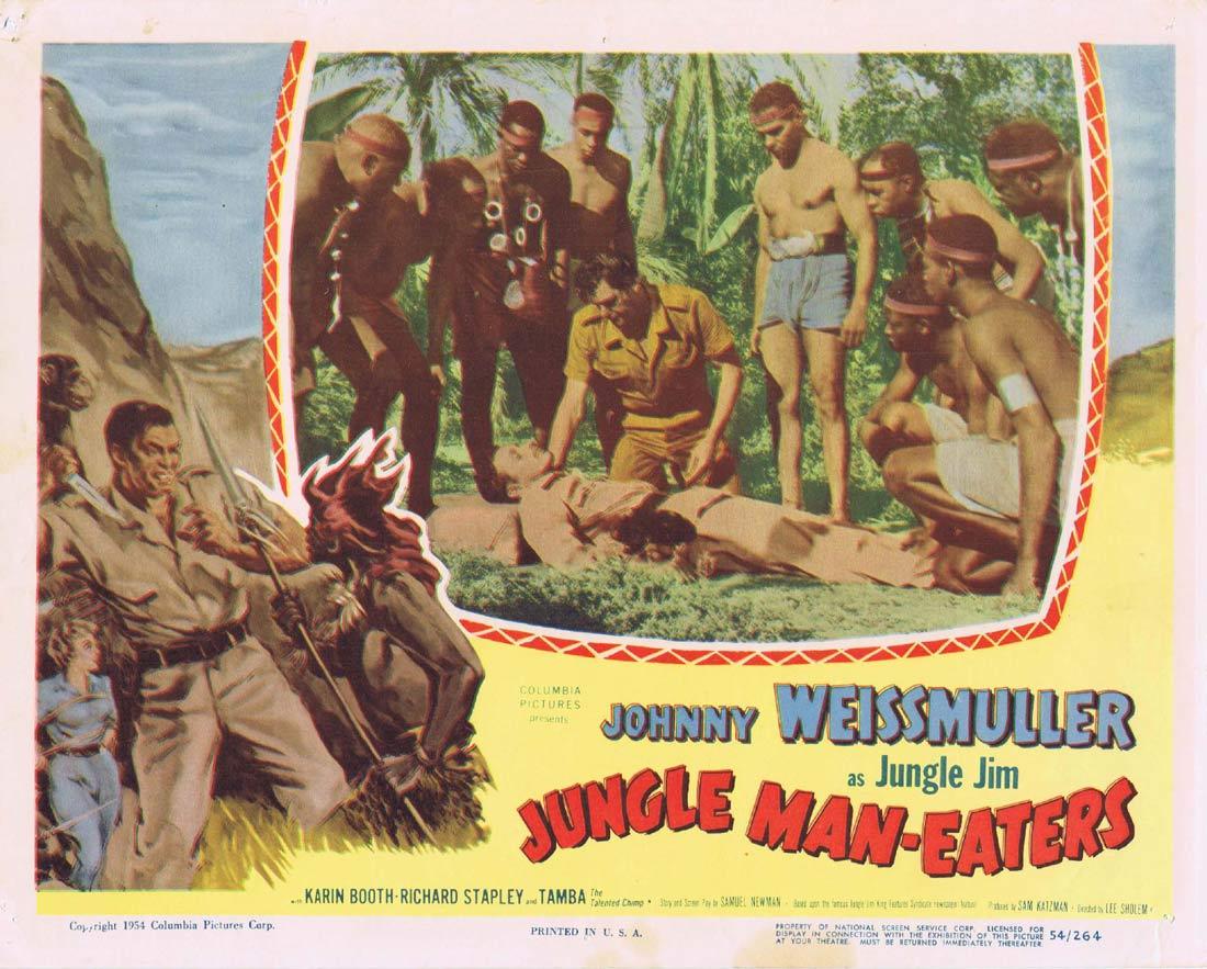 JUNGLE MAN EATERS Lobby Card 3 Johnny Weissmuller as Jungle Jim