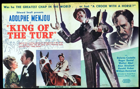KING OF THE TURF 1939 Adolphe Menjou VINTAGE Horseracing Movie Trade Ad