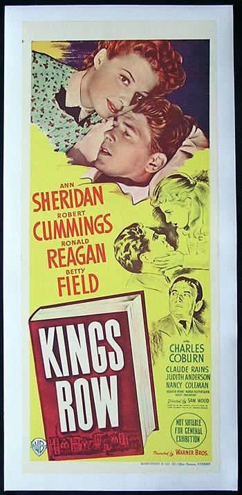 KINGS ROW Movie Poster 1942 Ronald Reagan Linen Backed