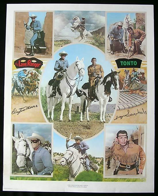 THE LONE RANGER Autographed poster signed by Jay Silverheels and Clayton Moore