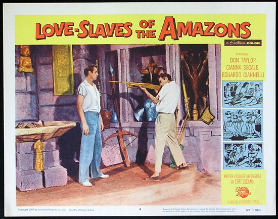 LOVE SLAVES OF THE AMAZON Lobby card 4 1957 Jungle Women