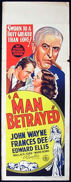 A MAN BETRAYED Daybill Movie poster John Wayne Frances Dee