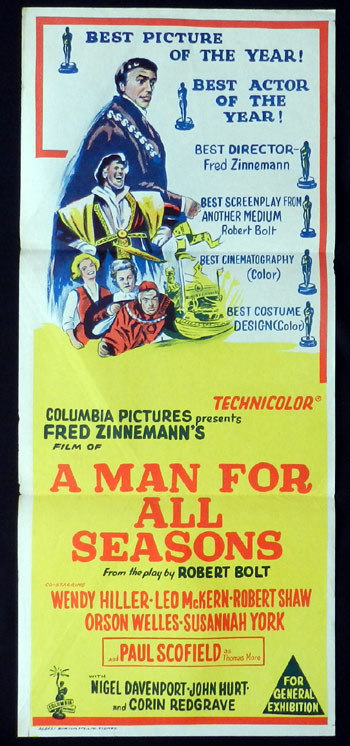A MAN FOR ALL SEASONS Daybill Movie Poster Wendy Hiller Leo McKern Paul Scofield