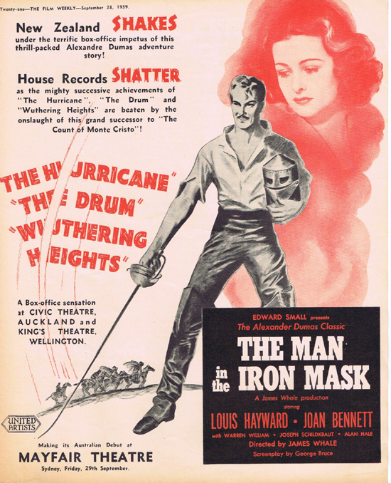 MAN IN THE IRON MASK 1939 Louis Hayward Joan Bennett Movie Trade Ad