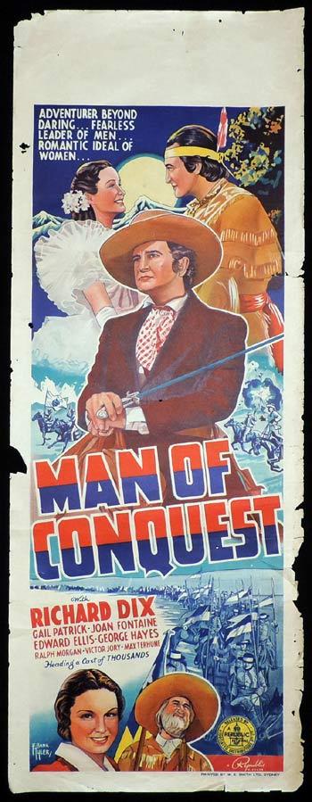 MAN OF CONQUEST Long Daybill Movie poster 1939 Richard Dix Frank Tyler art