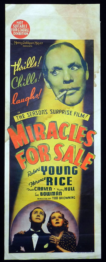 MIRACLES FOR SALE 1939 Todd Browning LONG DAYBILL Movie poster