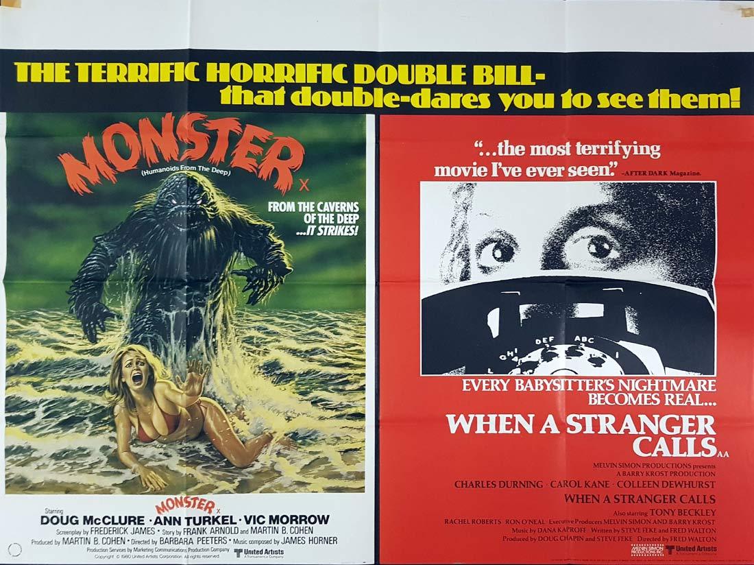 MONSTER HUMANOIDS FROM THE DEEP British Quad Movie poster Double Feature
