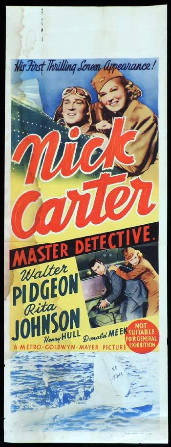 NICK CARTER MASTER DETECTIVE Long Daybill Movie poster 1939 Walter Pidgeon