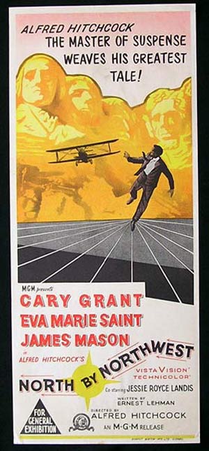 NORTH BY NORTHWEST Movie Poster 1966r Alfred Hitchcock Cary Grant daybill Movie poster