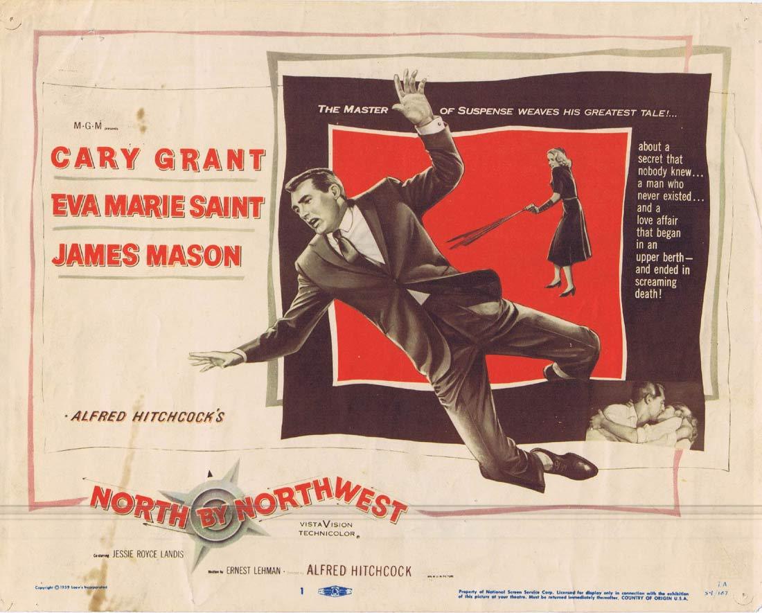 NORTH BY NORTHWEST Title Lobby Card 1959 Alfred Hitchcock Cary Grant