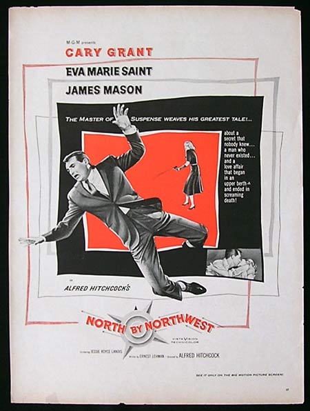 NORTH BY NORTHWEST ’59-Hitchcock-Cary Grant Trade Ad