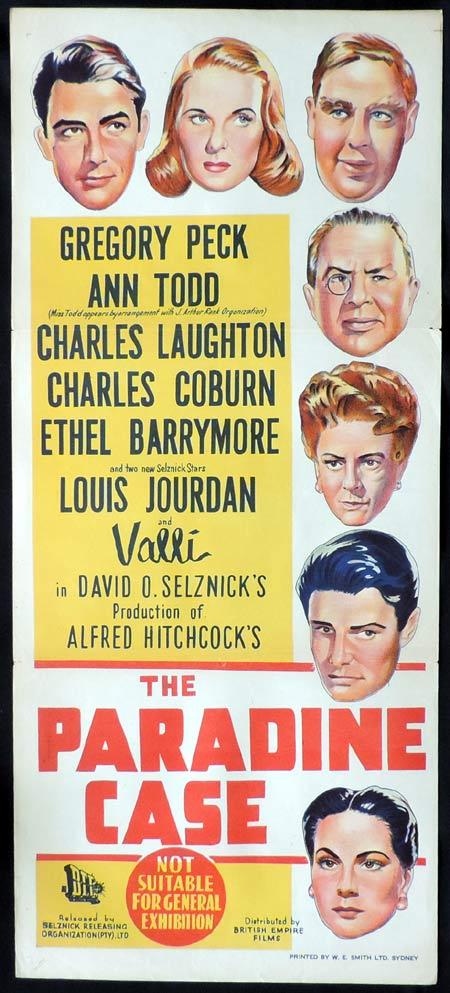 THE PARADINE CASE Original Daybill Movie Poster GREGORY PECK Alfred Hitchcock