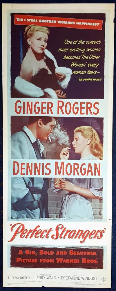 PERFECT STRANGERS Movie Poster Ginger Rogers US Insert