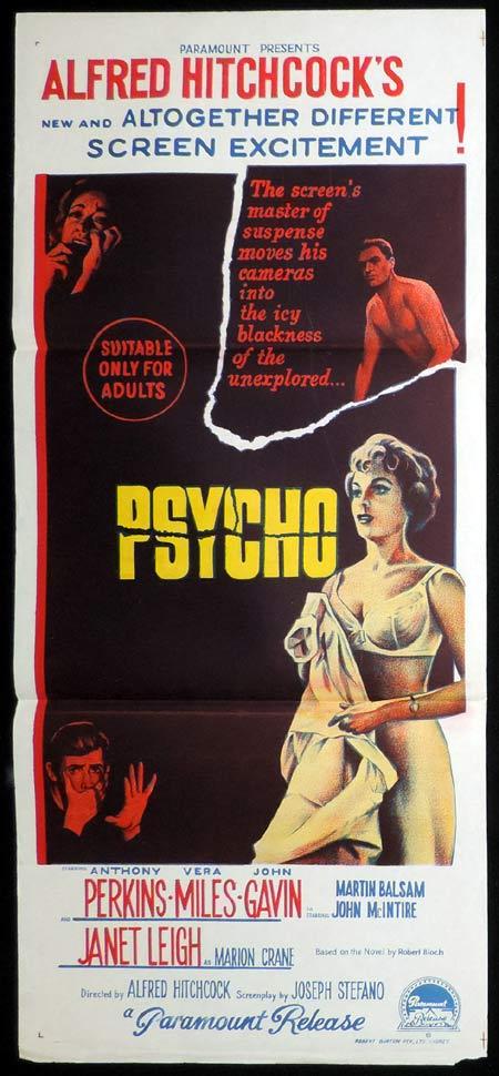 PSYCHO Original Daybill Movie Poster Alfred Hitchcock Anthony Perkins