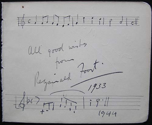 REGINALD FOORT Autograph on an Album Page with handwritten musical score