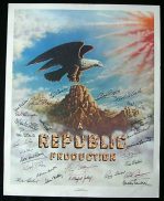 REPUBLIC PICTURES Autographed poster signed by Roy Rogers, Rex Allen, Kirk Alyn, Tris Coffin and more