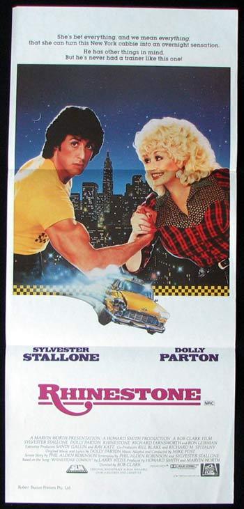 RHINESTONE Daybill Movie poster Dolly Parton Sylvester Stallone
