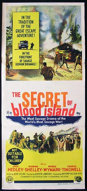 THE SECRET OF BLOOD ISLAND Original daybill Movie poster Barbara Shelley Hammer Film
