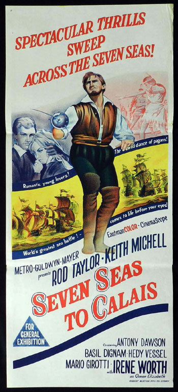 SEVEN SEAS TO CALAIS 1962 Rod Taylor Australian Daybill Movie Poster