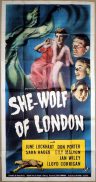 SHE-WOLF OF LONDON Original 3 Sheet Movie Poster UNIVERSAL HORROR June Lockhart