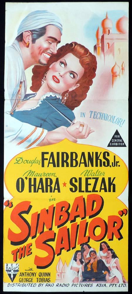 SINBAD THE SAILOR Original Daybill Movie Poster RKO Douglas Fairbanks Jr.