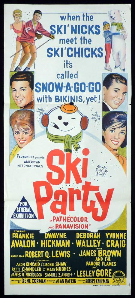 SKI PARTY Original Daybill Movie Poster Frankie Avalon Snow Ski