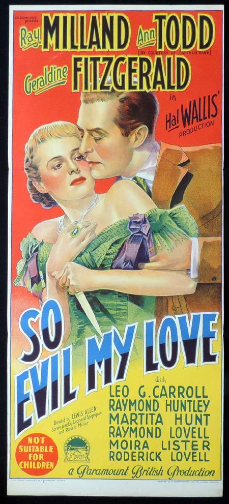 SO EVIL MY LOVE Original Daybill Movie Poster RAY MILLAND Ann Todd Richardson Studio