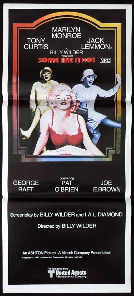 SOME LIKE IT HOT Original Daybill Movie Poster Marilyn Monroe Tony Curtis Jack Lemmon 1980r
