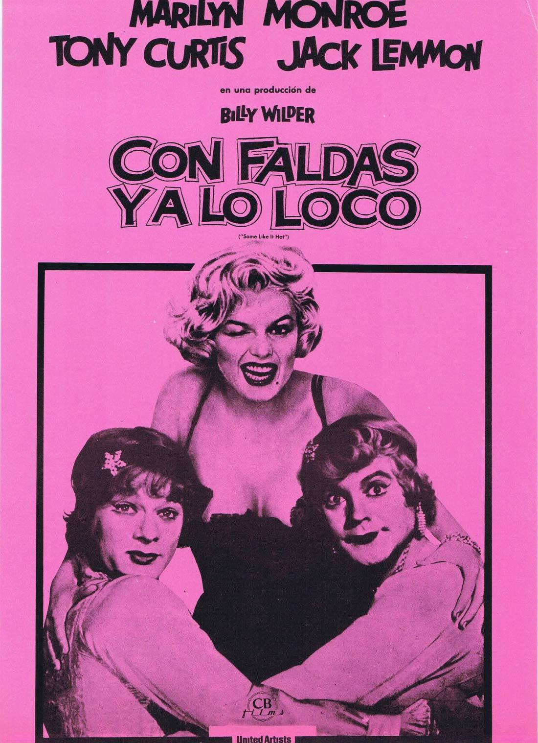 SOME LIKE IT HOT Original 1983r Spanish Lobby Card 1 Marilyn Monroe