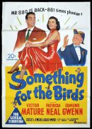 SOMETHING FOR THE BIRDS Original One sheet Movie Poster Victor Mature Paricia Neal Edmund Gwenn