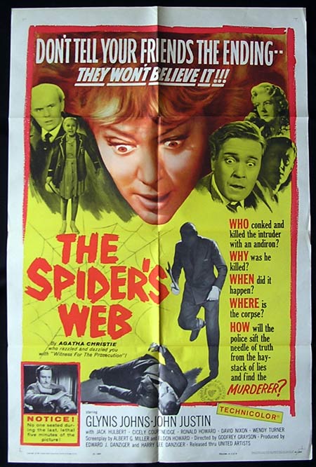THE SPIDERS WEB ’61-Glynis Johns-AGATHA CHRISTIE Original US One sheet poster