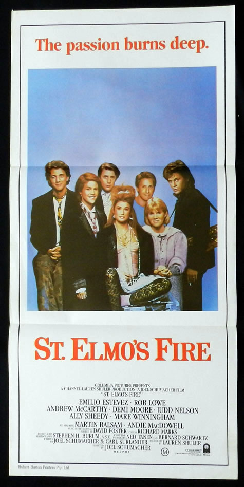 ST ELMOS FIRE Emilio Estevez Rob Lowe VINTAGE Daybill Movie poster