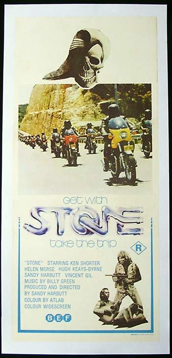 STONE ’74 Sandy Harbutt MOTORCYCLE BIKER Rare poster
