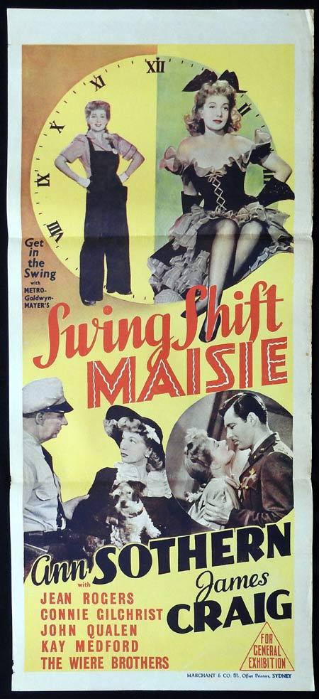 Swing Shift Maisie Original Daybill Movie Poster Ann Sothern Marchant