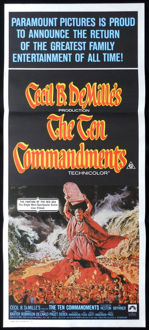 THE TEN COMMANDMENTS Original 1972r daybill Movie poster Charlton Heston