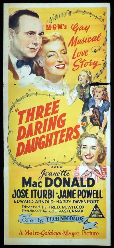 THREE DARING DAUGHTERS Daybill Movie poster Jeanette McDonald ...