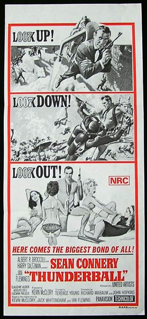 THUNDERBALL Original ’70sr Daybill Movie poster James Bond Sean Connery