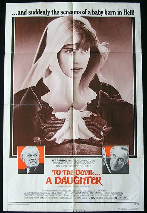 TO THE DEVIL A DAUGHTER ’76 Widmark Christopher Lee HAMMER US 1 sheet poster